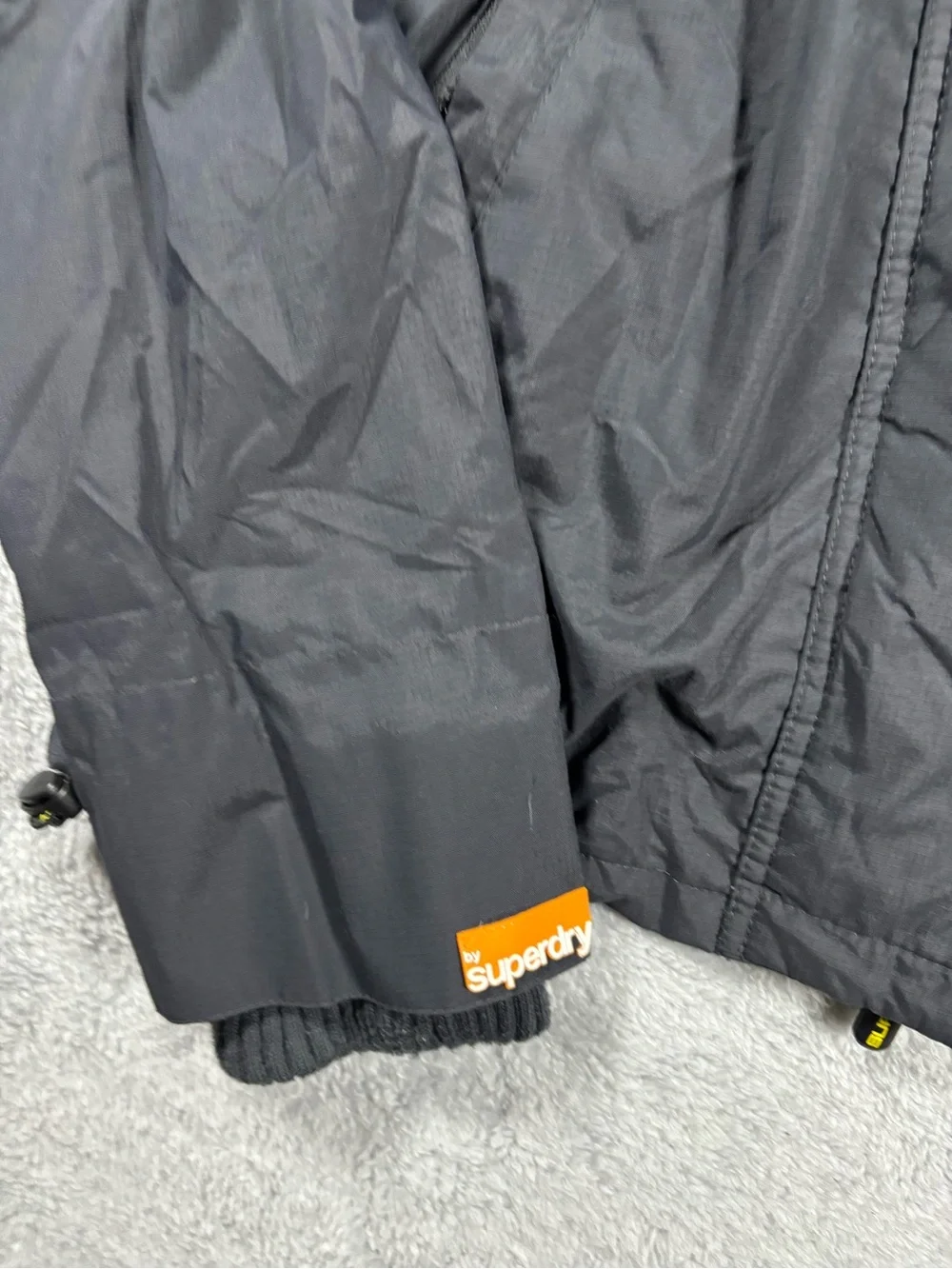 Superdry Men's Black Bomber Jacket with Yellow Lining